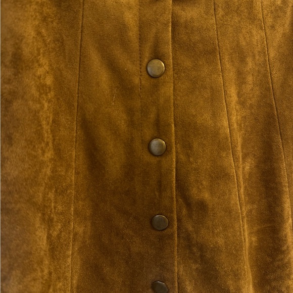 Brown Faux Suede Button-Up Skirt - Picture 2 of 4